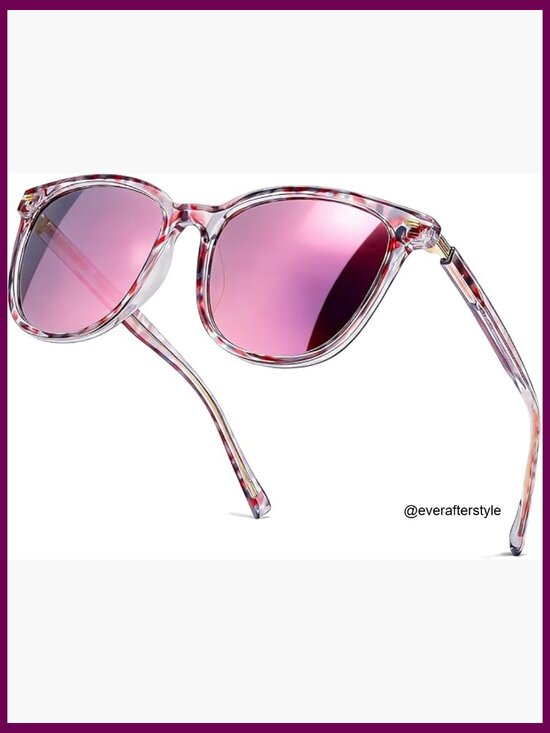 Mirrored Polarized Sunglasses with UV Protection, Cat Eye Oversized Frame main image 6